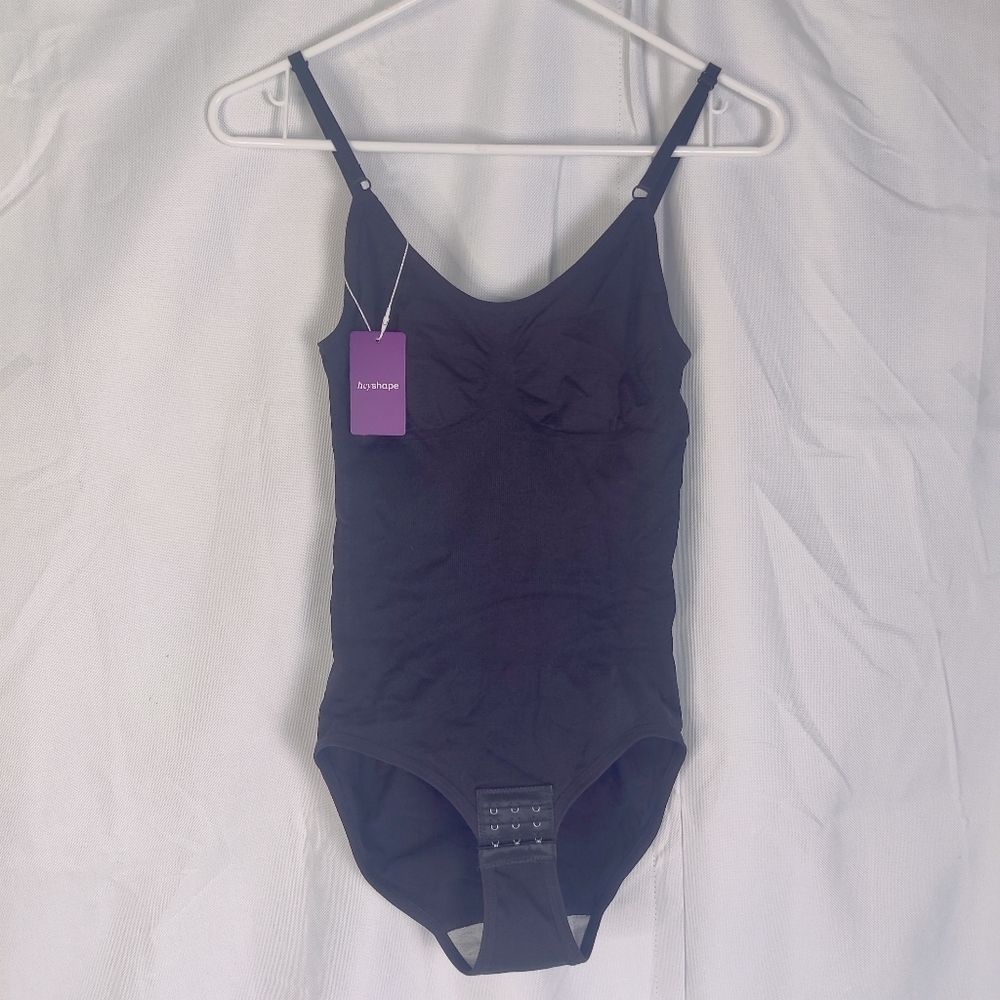 HeyShape Snatched Shapewear Sculpting Bodysuit Sz M Black Hey Shape Straps Snaps - Picture 4 of 11